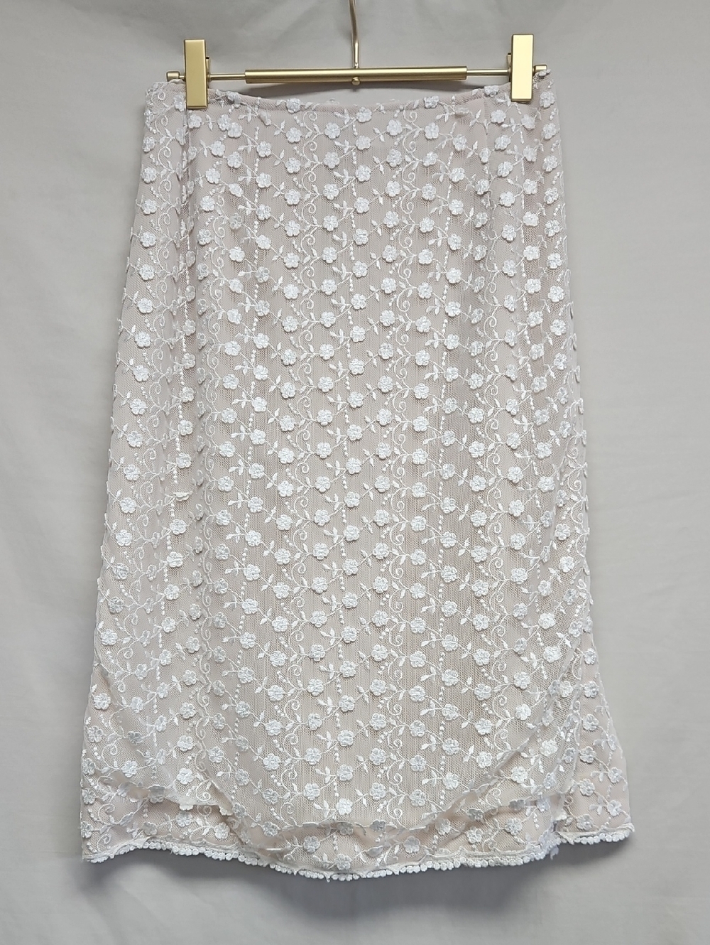 Vintage Grupo Americano Floral Lace Midi Skirt Size 6 Romantic Cottagecore